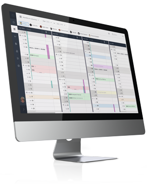 All stakeholders share the same calendar - helping them to organize and communicate. Seen on a desktop computer.